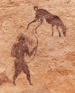 Nei graffiti preistorici delle caverne, scene di caccia col cane