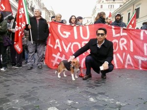 Un momento della manifestazione di oggi