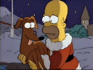 Nel primo episodio Homer trova Piccolo aiutante di Babbo Natale appena abbandonato, e decide di portarlo a casa con sé