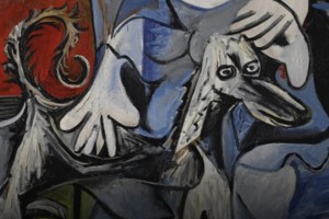 Il cane Kaboul in un dettaglio di "La femme au chien" di Picasso (1962)